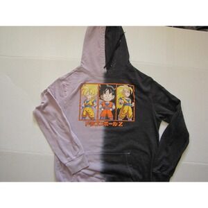 Dragon Ball Z Hoodie Mens Small Black Purple Dip Dye Anime Goku Graphic Pullover